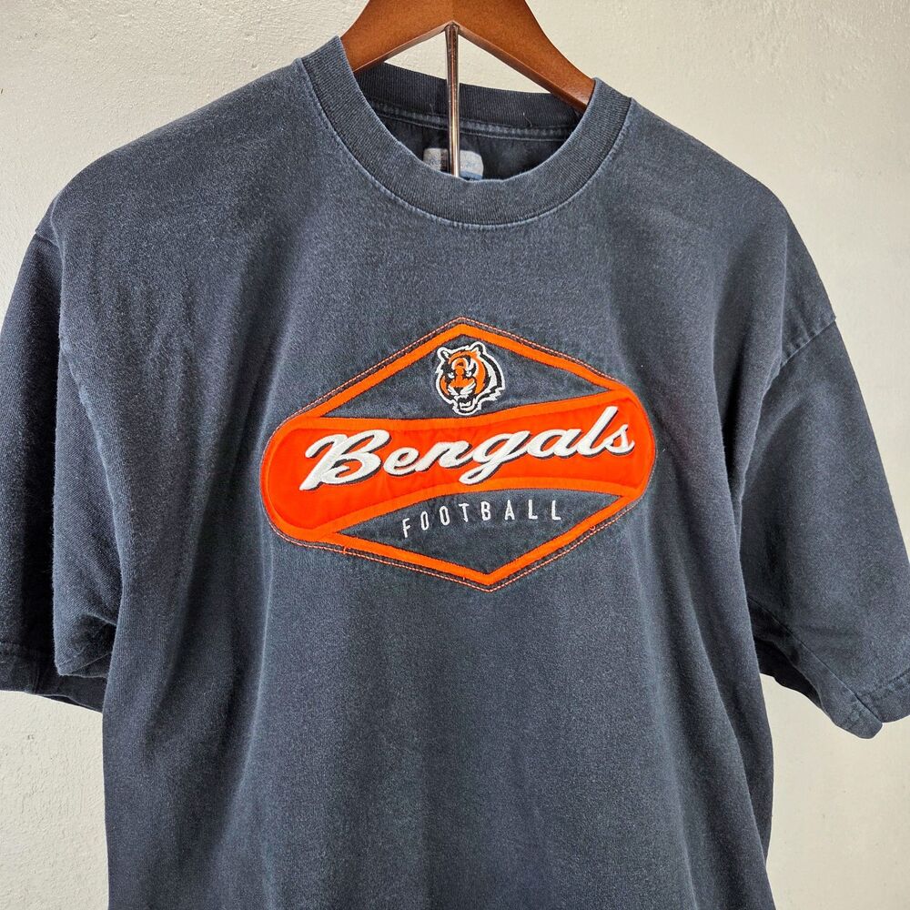 VTG Y2K Cincinnati Bengals Reebok Embroidered Heavyweight T Shirt Sz L